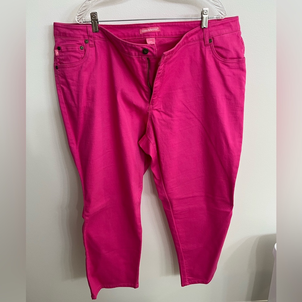 NWOT Woman Within Bright Pink Skinny Jeans Size 24W